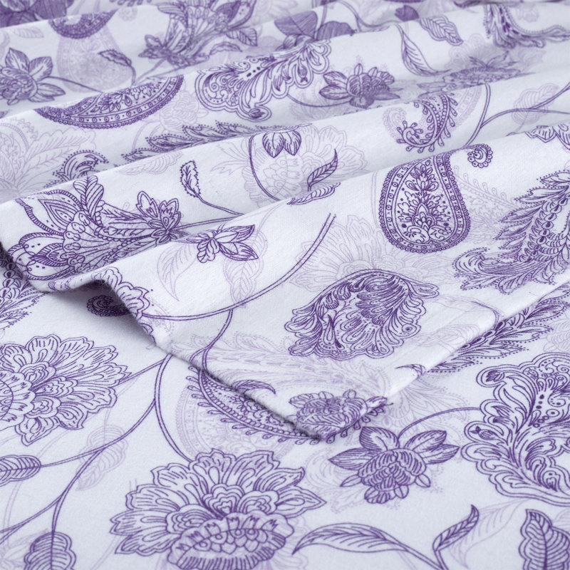 Pointehaven 180 GSM Brushed Cotton Flannel Deep Pocket Sheet Set Twin Paisley Court, Paisley Court, Twin