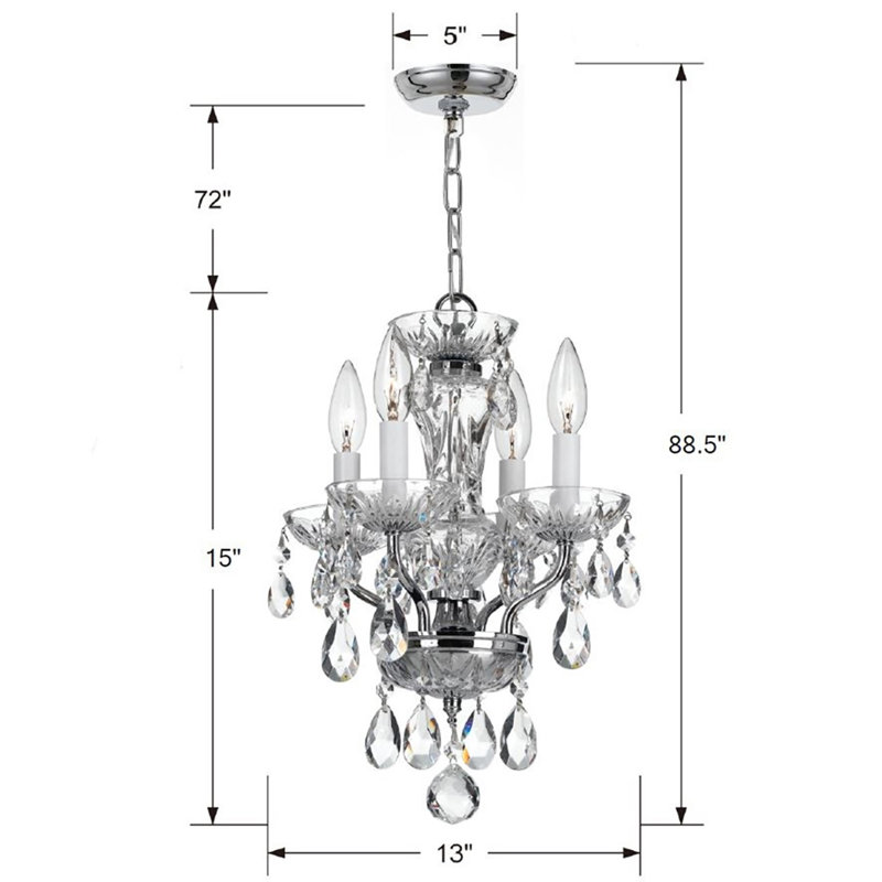 Weigel 4-Light Candle Style Classic Chandelier with Crystal Accents, Chrome, Swarovski Strass