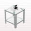 Table de bout moderne en verre trempé avec structure en acier inoxydable argenté