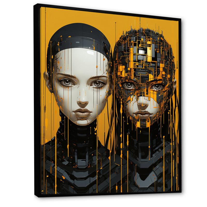 " Android Evolution ", 44'' H x 34'' W x 1.5" D, Black Floater Framed