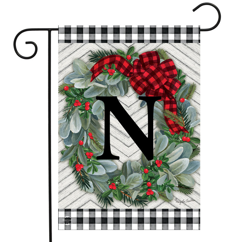 Hiver, couronne, monogramme, lettre N, drapeau du jardin