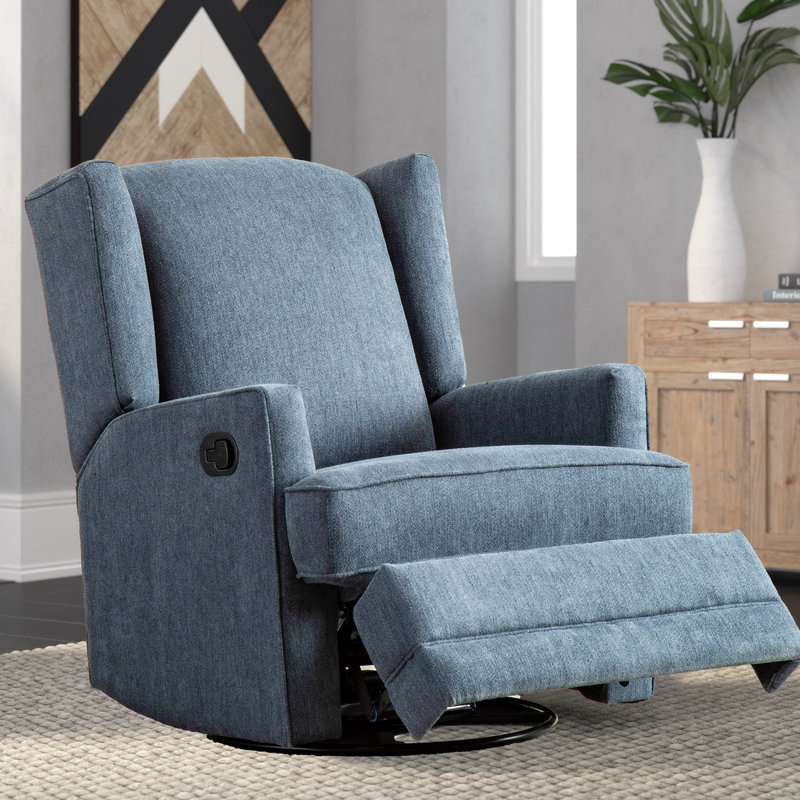 Fauteuil inclinable et pivotant à oreilles, Polyester bleu