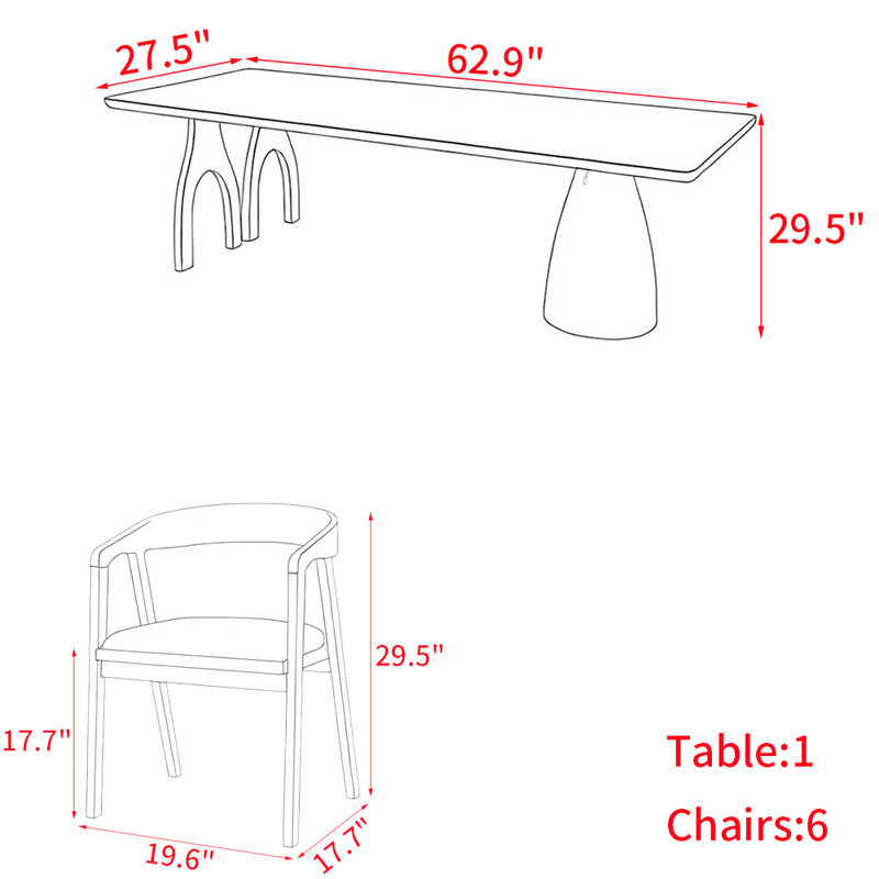 Japanese style solid wood dining table set, 29.5"H x 62.9"L x 27.5"W