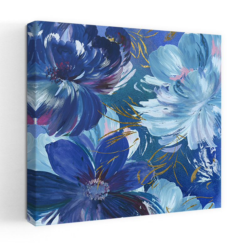 «Midnight Floral II», art floral abstrait et audacieux, nature, H 18 po x l 18 po