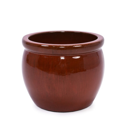 Pot de fleurs orange en céramique de 3, de style moderne pour la terrasse, le jardin, les espaces intérieurs, le gel - et avec un pot de drainage avec divers réglages, chaleur