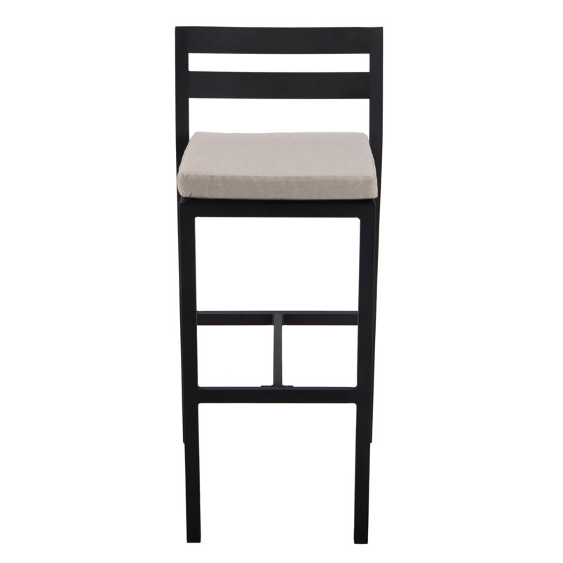 Tabouret de bar Chelsea Patio avec structure en aluminium thermolaqué et coussin amovible, Beige
