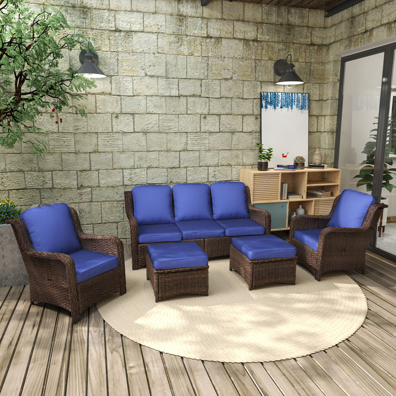 Ensemble de conversation modulaire d'extérieur en rotin