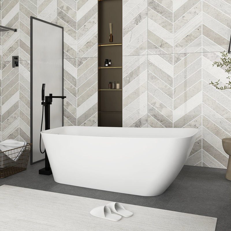 Baignoire de trempage autoportante en acrylique 59,055118110236 po x 27,55905511811 po