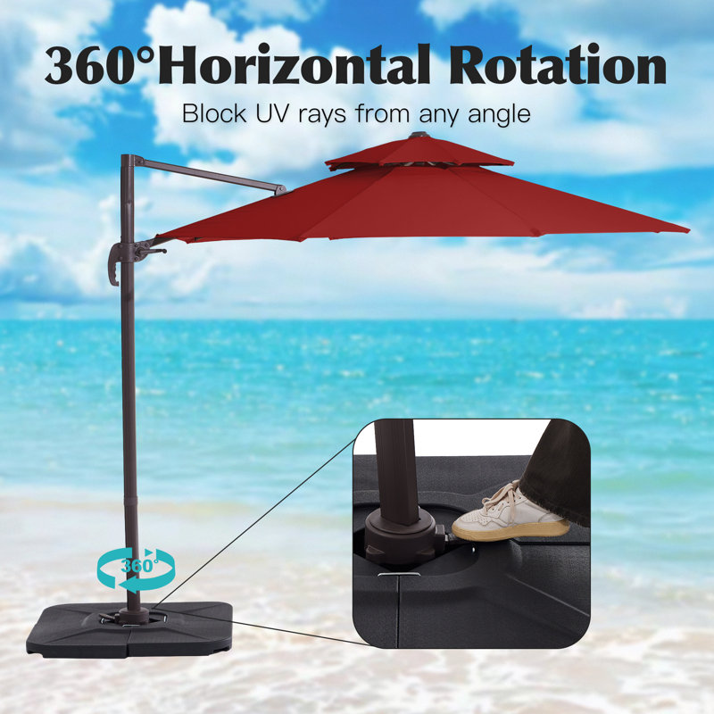 Parasol en porte-à-faux Pulk, L 156 po x P 156 po, Rouge