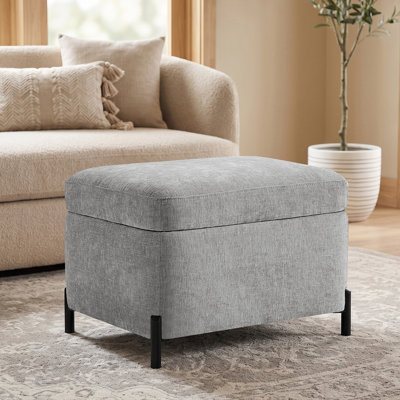 Repose-pieds avec rangement à couvercle rabattable en chenille de 23,6 po
