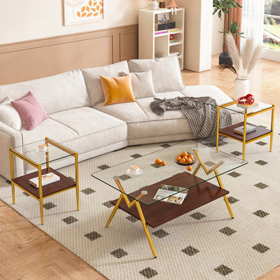 Set Of 3 Coffee Table And End Tables, Tea Table