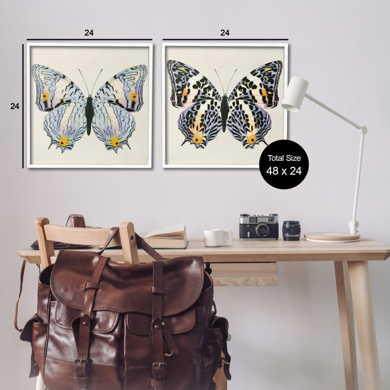  «Butterflies with Yellow», ensemble de 2 estampes numériques par Susan Arnot, H 24 po x l 24 po
