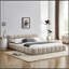 Structure de lit tapissier grand format avec tissu épais, lit plateforme grand format en chenille avec tête de lit et structure solide. Aucun sommier tapissier requis, beige (68 po x 86,5 po x 23,5 po)