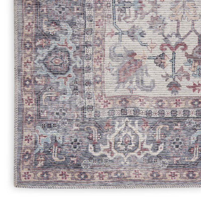 Machine Washable Oriental Gray Area Rug, Runner 2'2" x 8'
