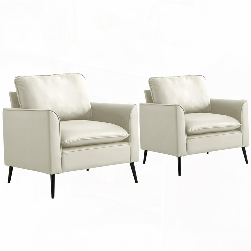Fauteuil d'appoint en similicuir, fauteuil Clue, Blanc, crème