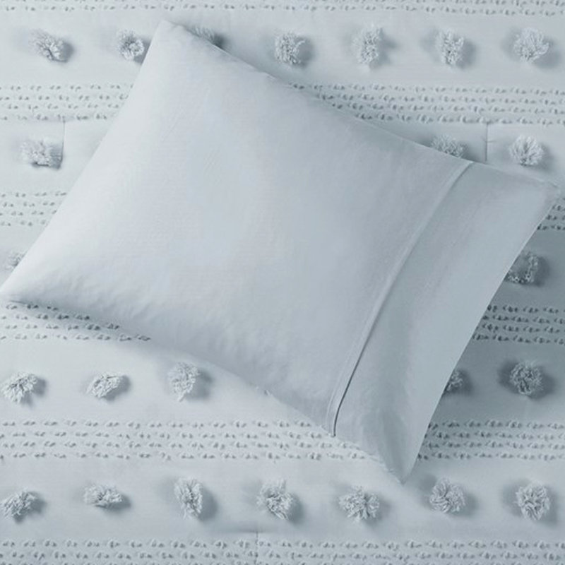 Édredon pour lit double / grand lit bleu avec 2 taies décoratives, conception innovante pour le revers et les taies décoratives