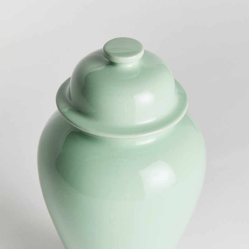 Ricki Ceramic Ginger Jar, 13.25", Green