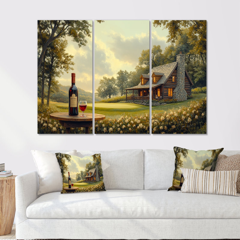 Parcours de golf vert et brun avec Cozy Lodge II - ensemble d'art mural de golf, Métal métal, H 28 po x l 36 po x P 1 po