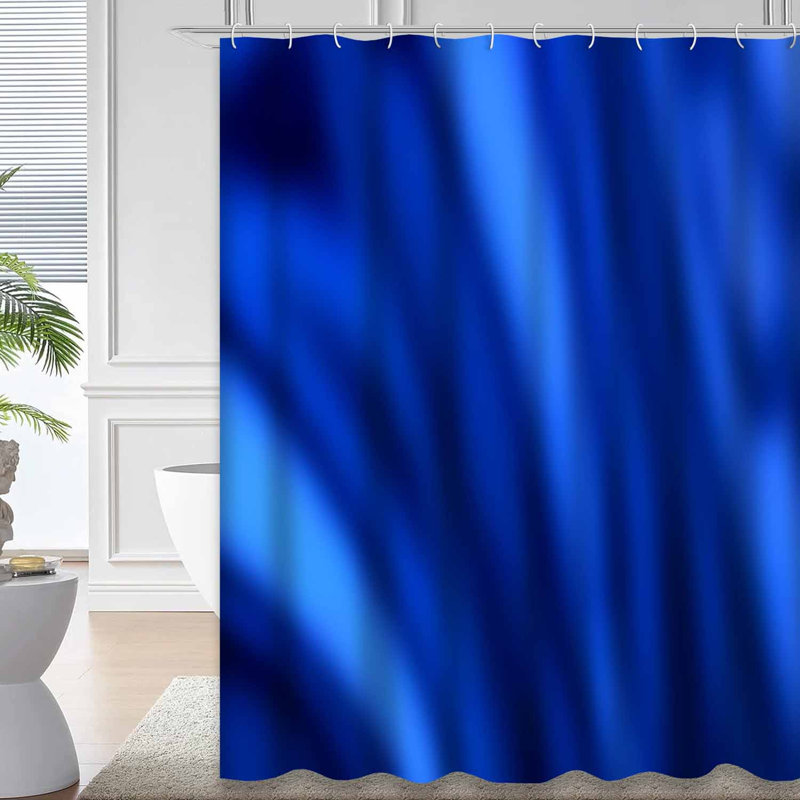 Rideau de douche abstrait abstrait en soie bleu marine avec 12 crochets, L 72 po x l 84 po