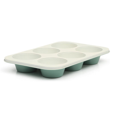 Martha Stewart 6-Cup Nonstick Carbon Steel Muffin Pan in Teal
