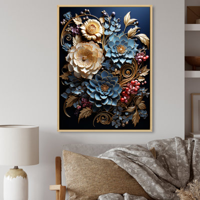 Bouquet de fleurs abstrait bleu Jeira