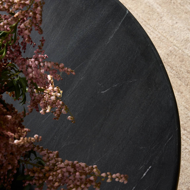 Belle Oval Marble Dining Table, Black Marble
