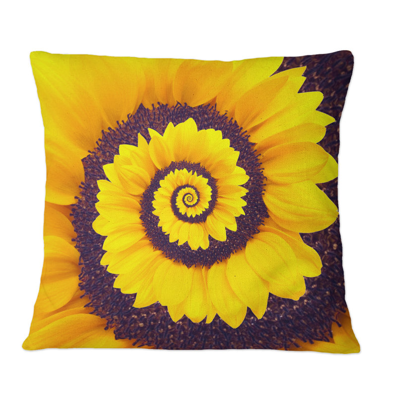 Coussin Sunflower Infinity Spiral II - Traditional, 16 po x 16 po