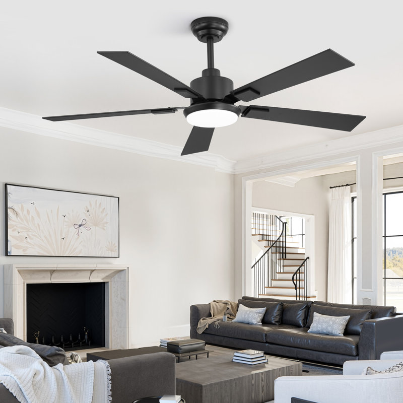 Ventilateur de plafond standard à DEL intérieur / extérieur noir Cissline avec lumière et télécommande, Noir