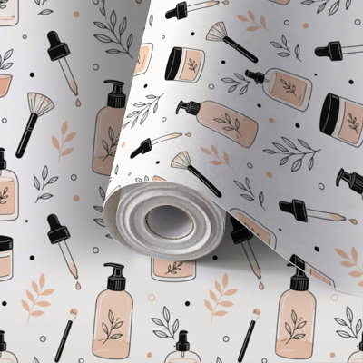 Peel and Stick Wallpaper Contact Paper Minimalist Beauty Makeup Cosmetic Products Female Portraits Self Adhesive and Removable 24in x 118in(60x300cm)