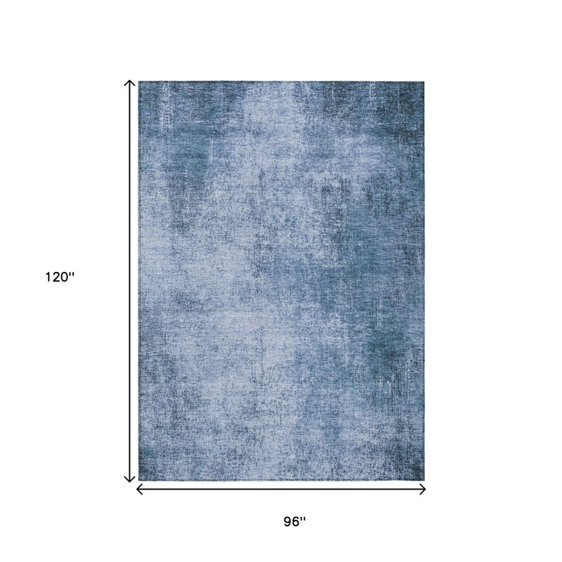 Tapis intérieur/extérieur abstrait bleu et bleu ciel 2,44 m x 3,05 m, lavable