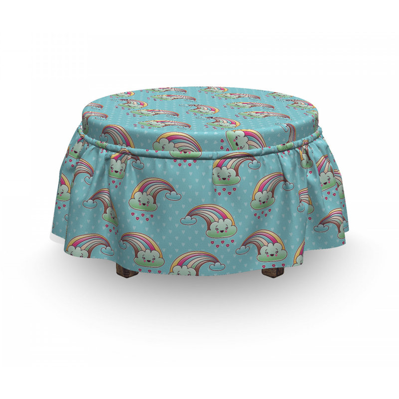 Housse pour repose-pieds hearts clouds en arc-en-ciel