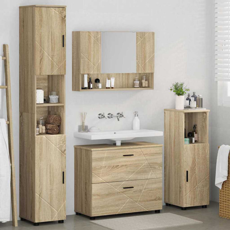Bathroom Storage Furniture Set, Sonoma Oak