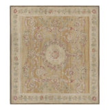 Rug & Kilim’S Aubusson Style Rug In Light Gold And Cream With Floral Medallion