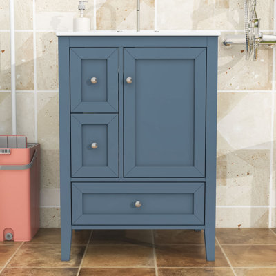Meuble-lavabo 24 po avec lavabo, 3 tiroirs et porte à fermeture en douceur