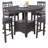 Round Counter Height Dining Table with Built-In Leaf and Open Storage Base, Gray Solid Wood Finish