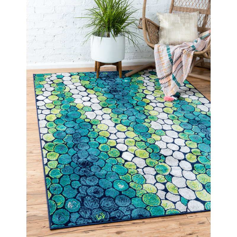 Tapis vert clair à motif géométrique Sidney, Rectangle 5 pi 1 po x 8 pi