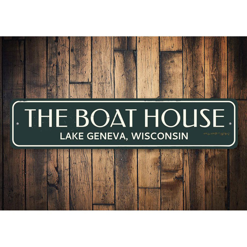 Plaque en aluminium The Boat House, H 6 po x l 24 po x P 0,063 po