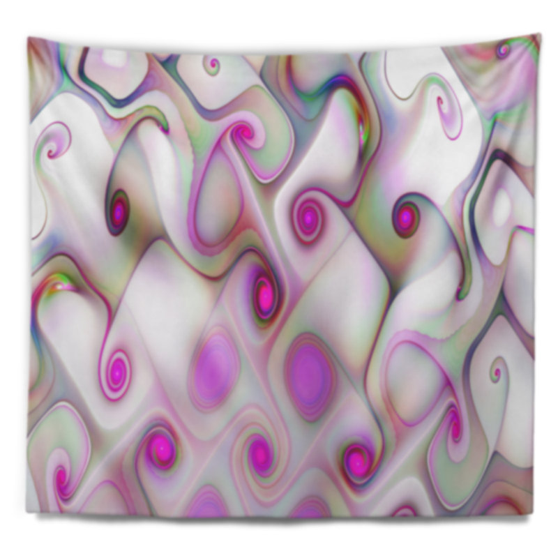 Motif fractal rose abstrait avec tourbillons tapisserie, H 32 po x l 39 po