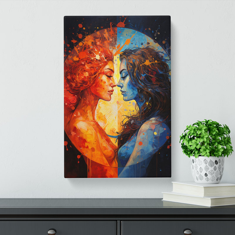 Gemini Zodiac Expressionism - Wrapped Canvas, 60cm H x 40cm W x 3cm D