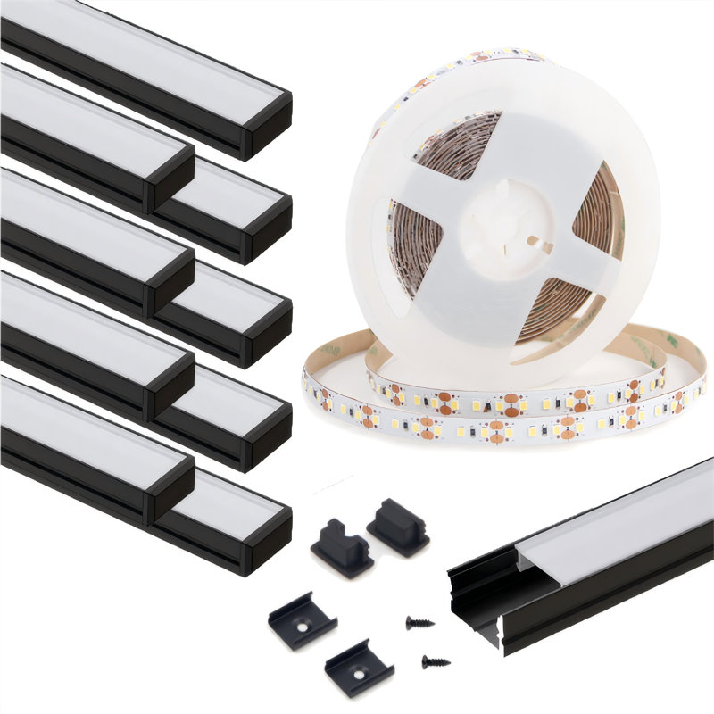 Rail d'éclairage sur rail en aluminium VST avec bande lumineuse intégrée 32,8 pi 2701 K à DEL, Argent argent