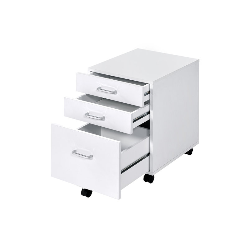 Bowden Contemporary 3-Drawer Rectangular File Cabinet with Wheels, White