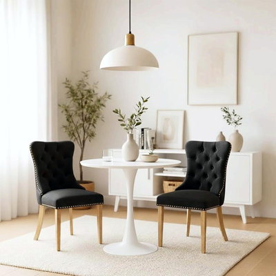 Chaise d'appoint de salle à manger en velours avec pieds plaqués or Jaqua (ensemble de 2)