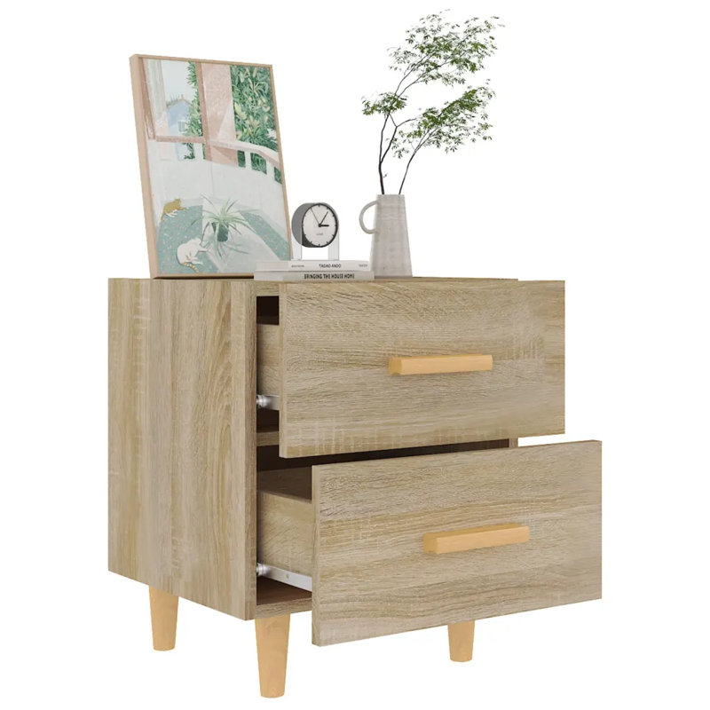 Jahlen 40 cm W Bedside Table, Sonoma Oak, 1