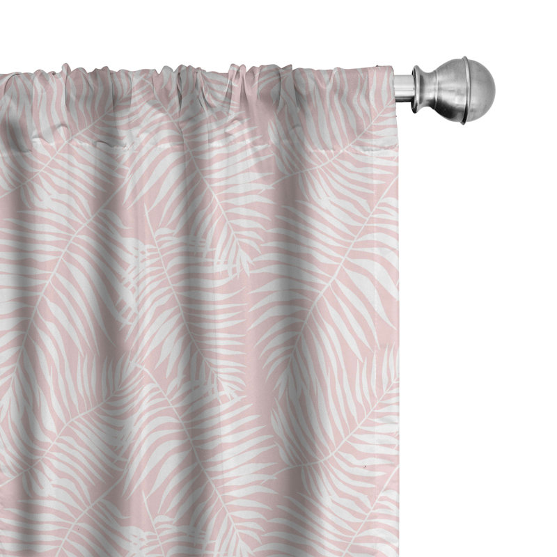 Semi Sheer Curtain Pair, 56" W x 63" L, Rose/White