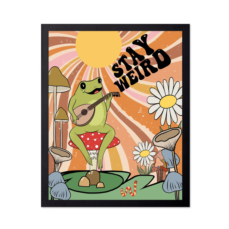 Grenouille avec l'ukulélé, Black Framed, Poster, 18"H x 24"W