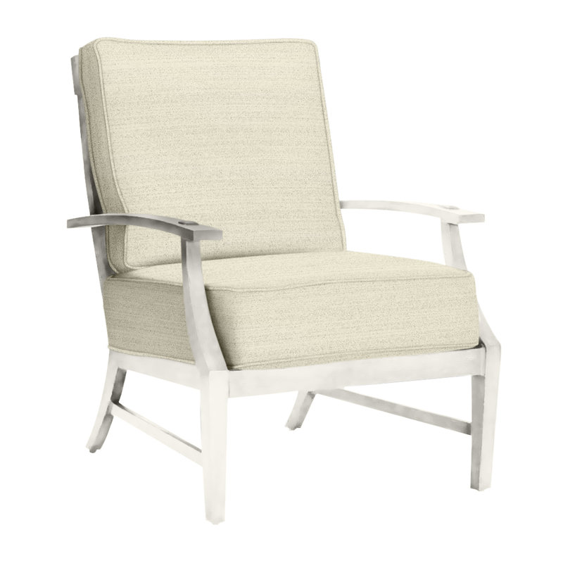Croquet Patio Chair with Cushions, Welt + Standard Fill, Linen Navy, Chalk