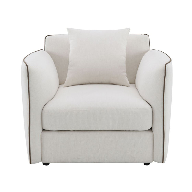 Chaise en chenille beige avec oreiller Yolanda