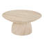 Table basse ronde en faux oxyde de magnésium travertin, table de cocktail à piédestal cannelé, table d'appoint sculpturale pour le salon-752464857