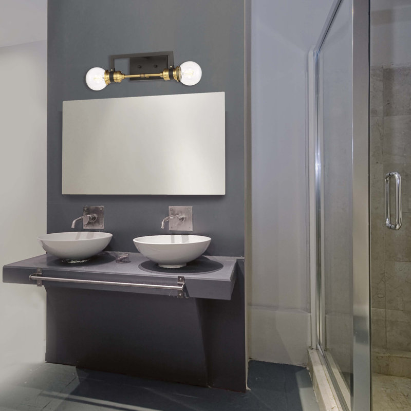 Éclairage pour salle de bain 2 lumières à intensité variable en laiton chaud / noir Tommie