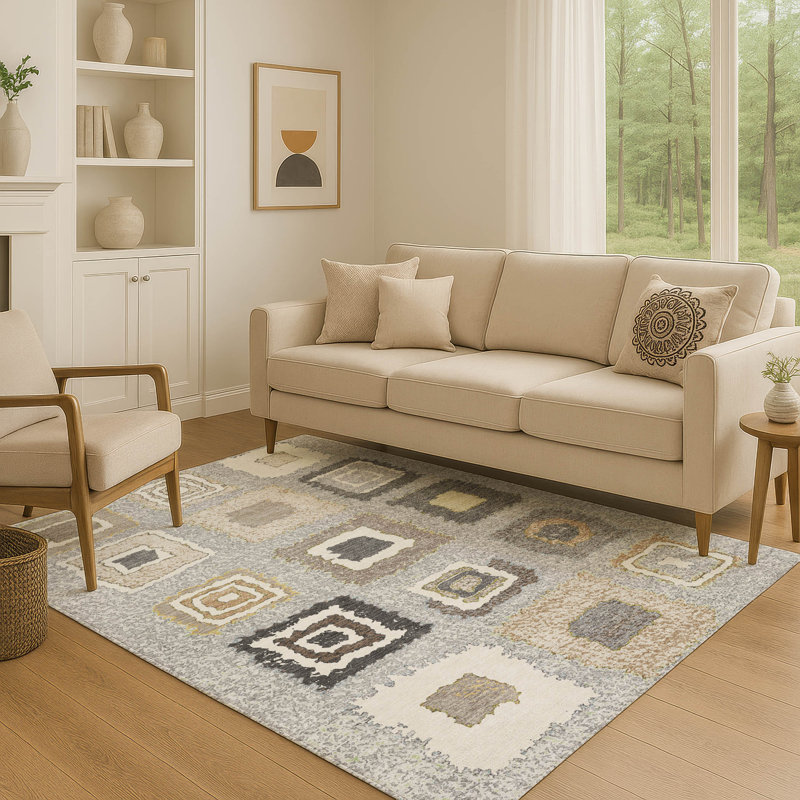 Tapis géométrique de qualité supérieure lavable à la machine Ariel, Rectangle 10 pi x 14 pi
